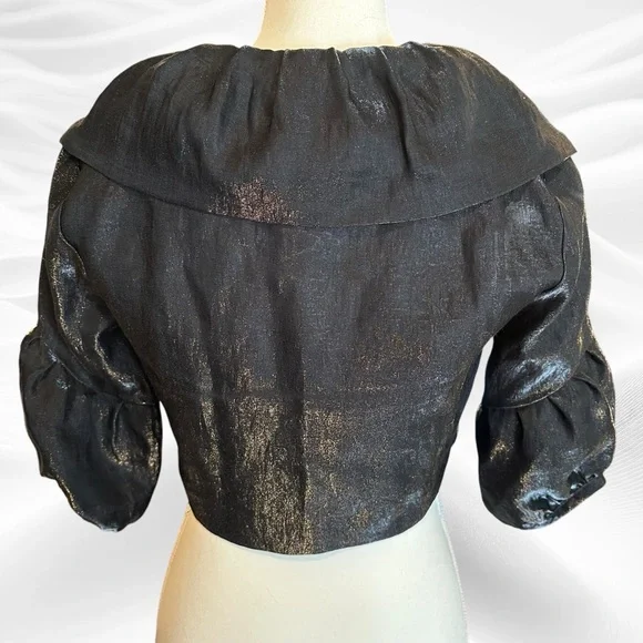 Yoana Baraschi Sleeveless‎ Dress Metallic Shimmer Linen w/Bolero jacket 6/4 USA - Picture 8 of 10